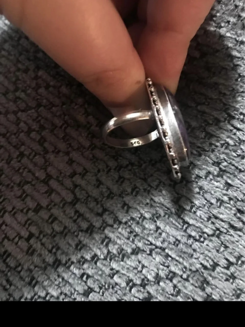 Sterling Silver Oval Purple Stone Statement Ring